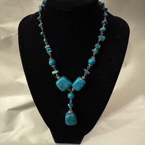 Turquoise Colored Beaded Necklace Stones Are Cold